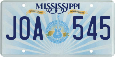 MS license plate JOA545