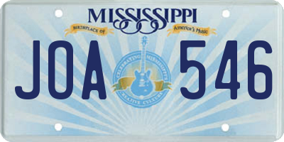 MS license plate JOA546