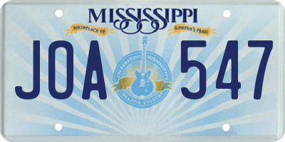 MS license plate JOA547