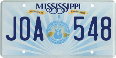MS license plate JOA548