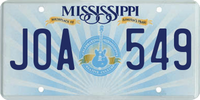 MS license plate JOA549