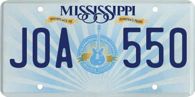 MS license plate JOA550