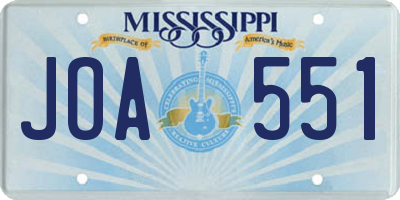 MS license plate JOA551