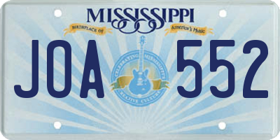 MS license plate JOA552