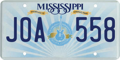 MS license plate JOA558