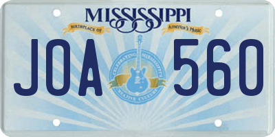 MS license plate JOA560