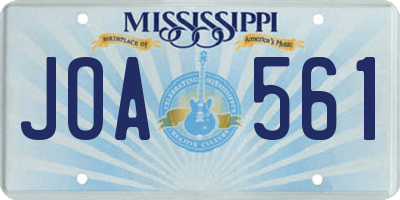 MS license plate JOA561