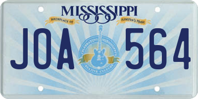 MS license plate JOA564