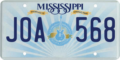 MS license plate JOA568