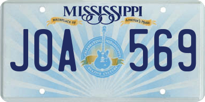 MS license plate JOA569