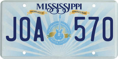 MS license plate JOA570