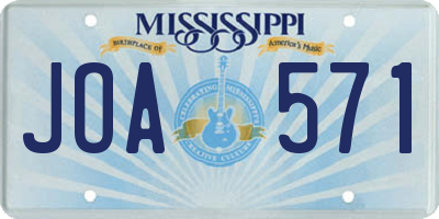 MS license plate JOA571