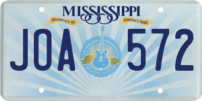 MS license plate JOA572