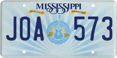 MS license plate JOA573
