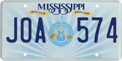 MS license plate JOA574