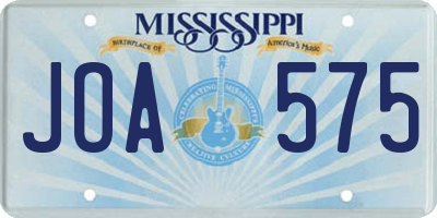 MS license plate JOA575