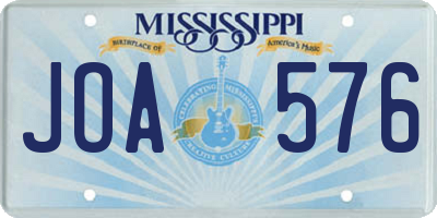 MS license plate JOA576