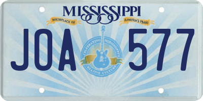 MS license plate JOA577