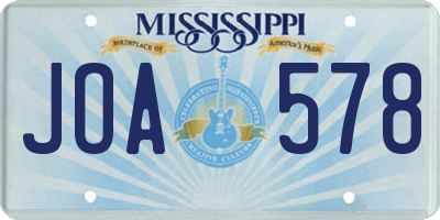 MS license plate JOA578