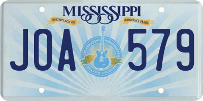 MS license plate JOA579