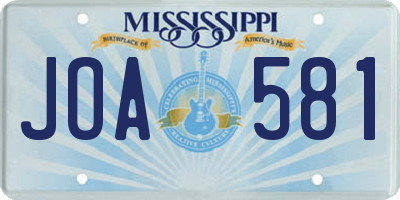 MS license plate JOA581