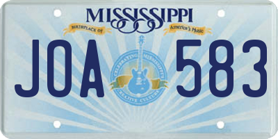 MS license plate JOA583