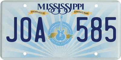 MS license plate JOA585