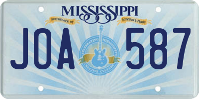 MS license plate JOA587
