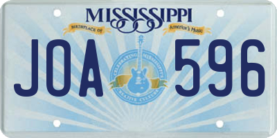 MS license plate JOA596