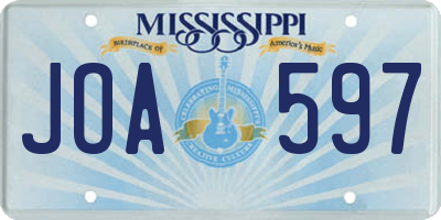 MS license plate JOA597