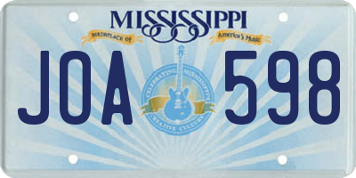 MS license plate JOA598