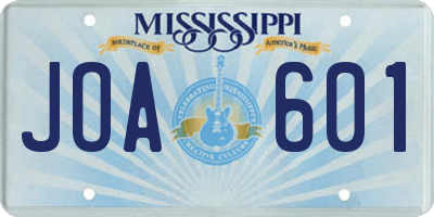 MS license plate JOA601