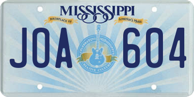 MS license plate JOA604