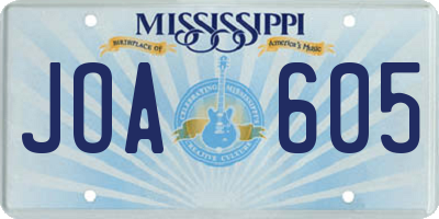 MS license plate JOA605