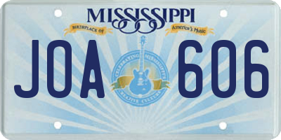 MS license plate JOA606