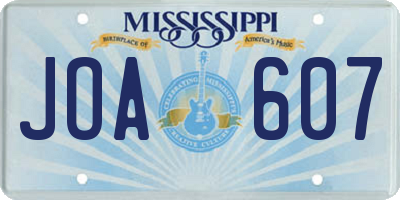 MS license plate JOA607