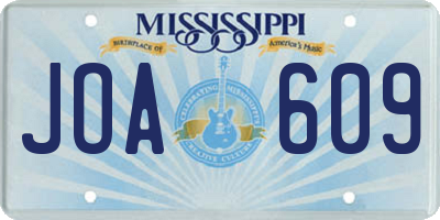 MS license plate JOA609