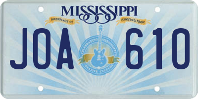 MS license plate JOA610