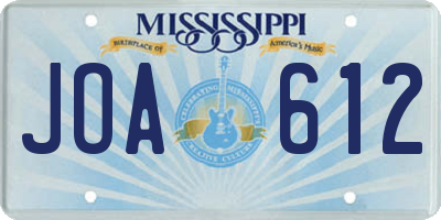 MS license plate JOA612