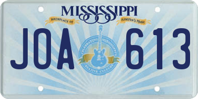 MS license plate JOA613