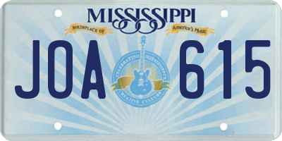 MS license plate JOA615