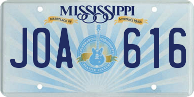 MS license plate JOA616
