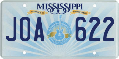 MS license plate JOA622