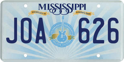 MS license plate JOA626