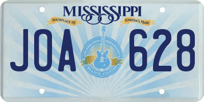 MS license plate JOA628