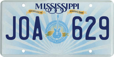 MS license plate JOA629