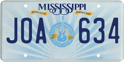 MS license plate JOA634