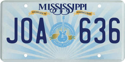 MS license plate JOA636