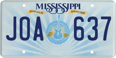 MS license plate JOA637