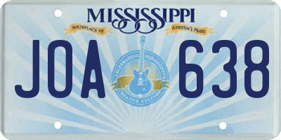 MS license plate JOA638
